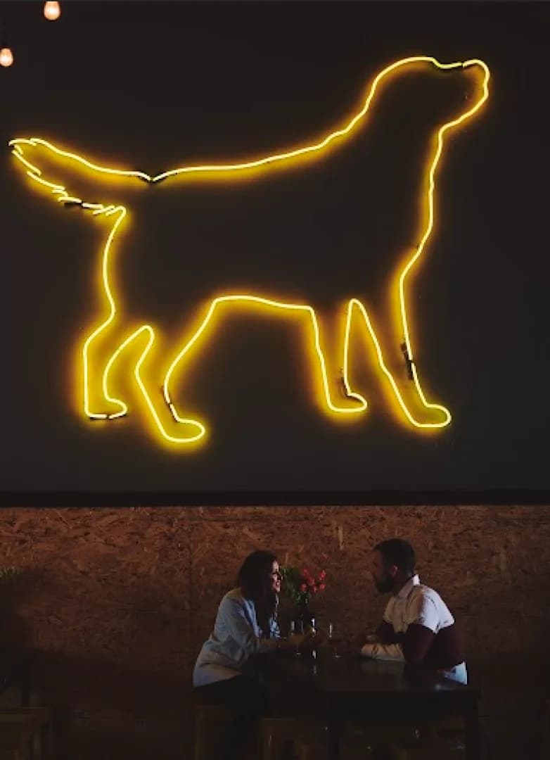 A neon-lit bar near Ironwood