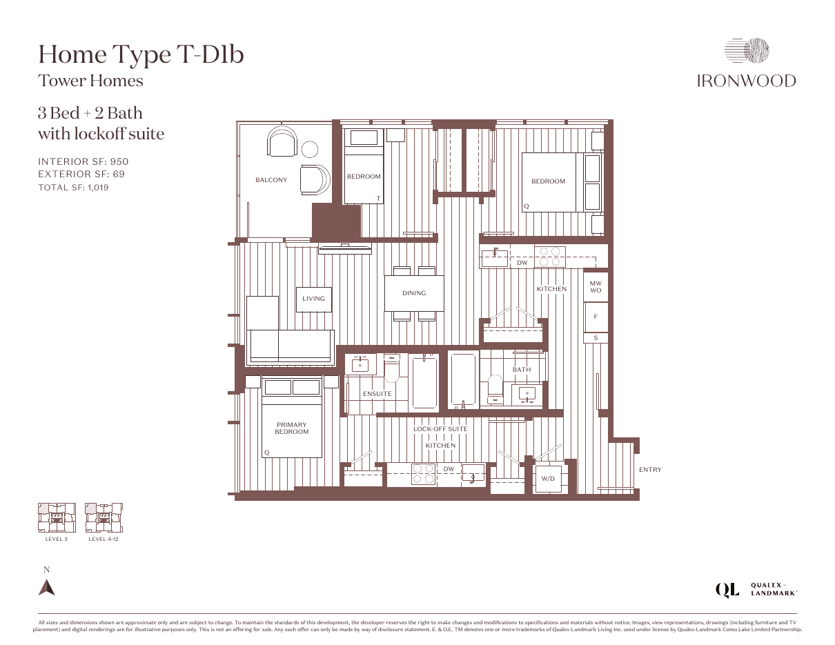 Floorplan drawing for home type T-D1b