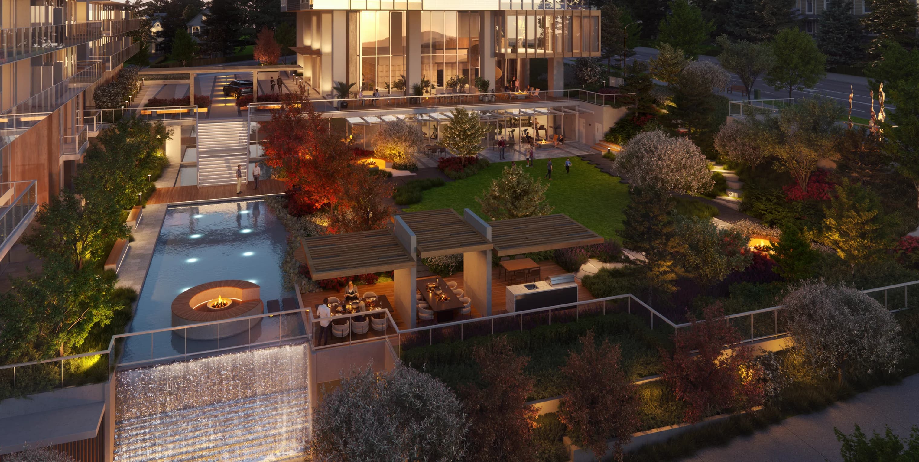 Architectural rendering of the Ironwood terrace homes and gardens