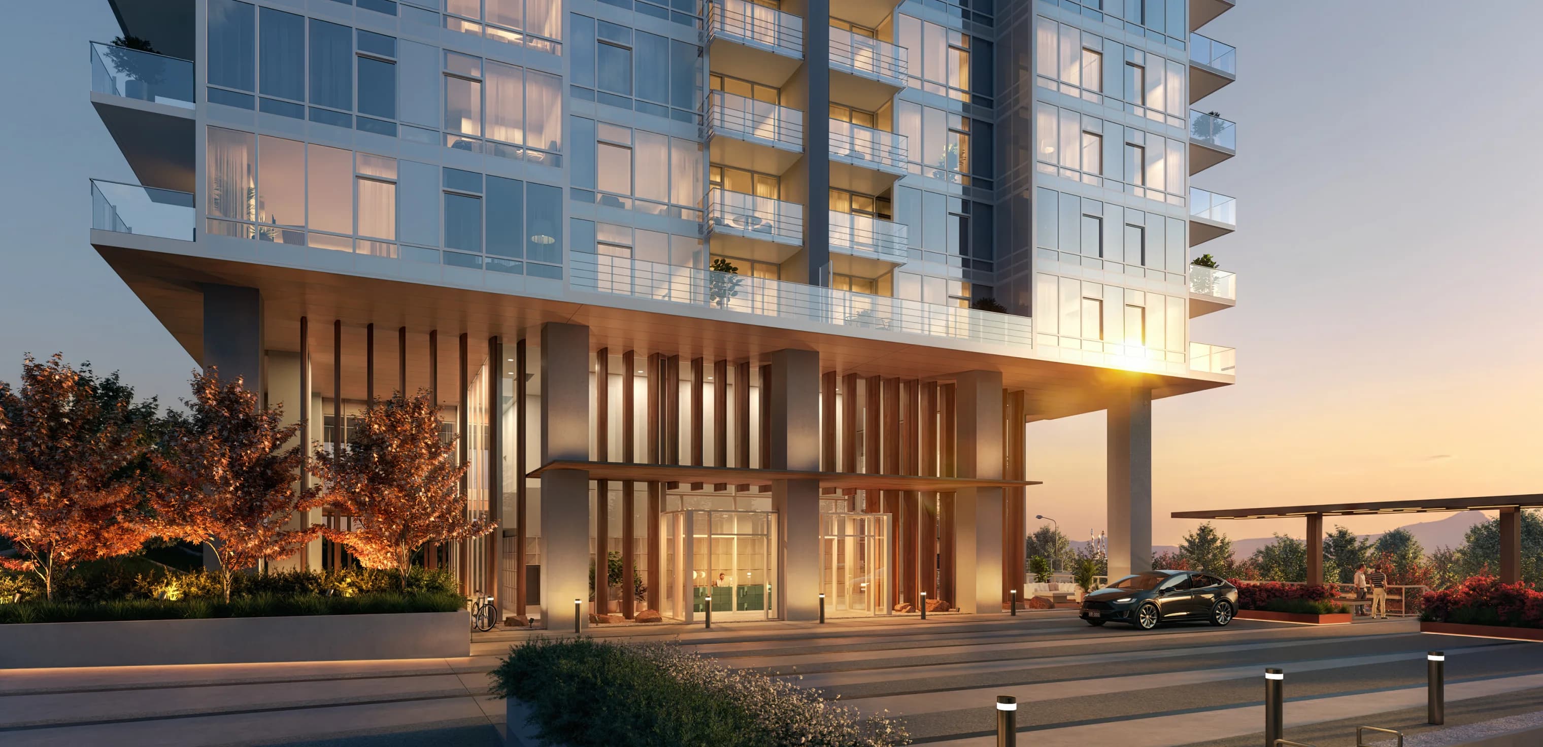 The Ironwood tower at the entrance to West Coquitlam